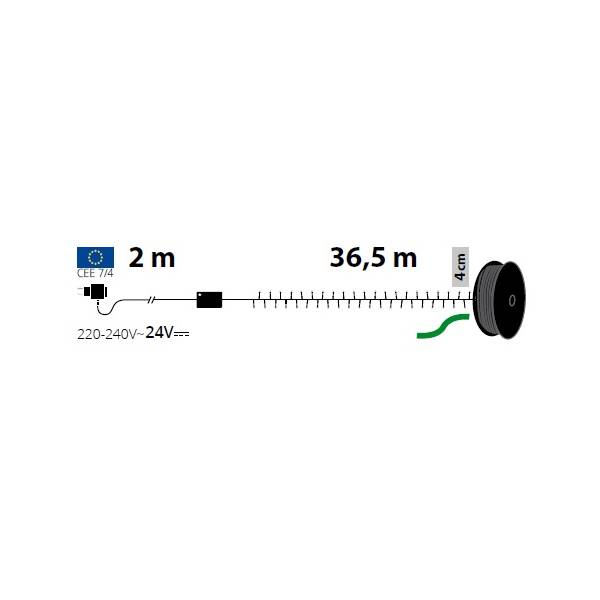 Guirlande lumineuse 36,5m 900 led blanc Froid 8 modes câble vert IP44