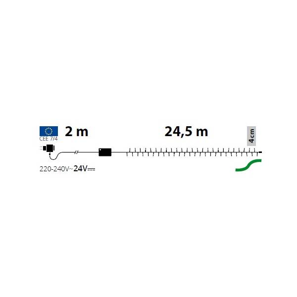 Guirlande lumineuse extérieure 24,5M LED ambré 8 jeux câble vert