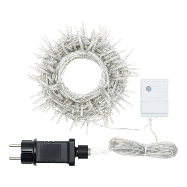 Guirlande animée blanc chaud 13M 180 miniLED câble transparent IP44