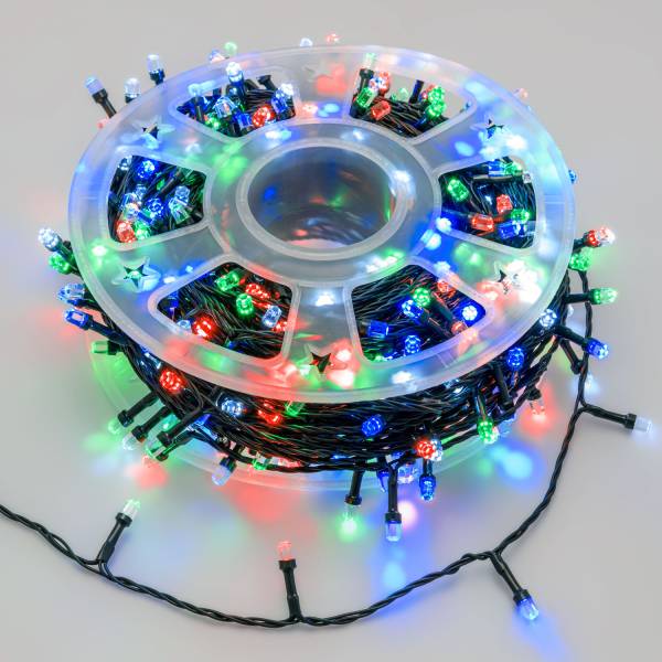 Guirlande 50m LED Diamant multicolore 8 jeux dimmable télécommande vert