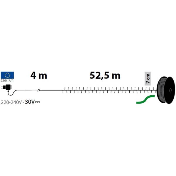 Guirlande lumineuse ambrée 52,5M miniLED lumière fixe câble vert