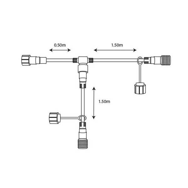 Connecteur rallonge en Y 1,5m noir pour guirlandes 230V Leblanc 