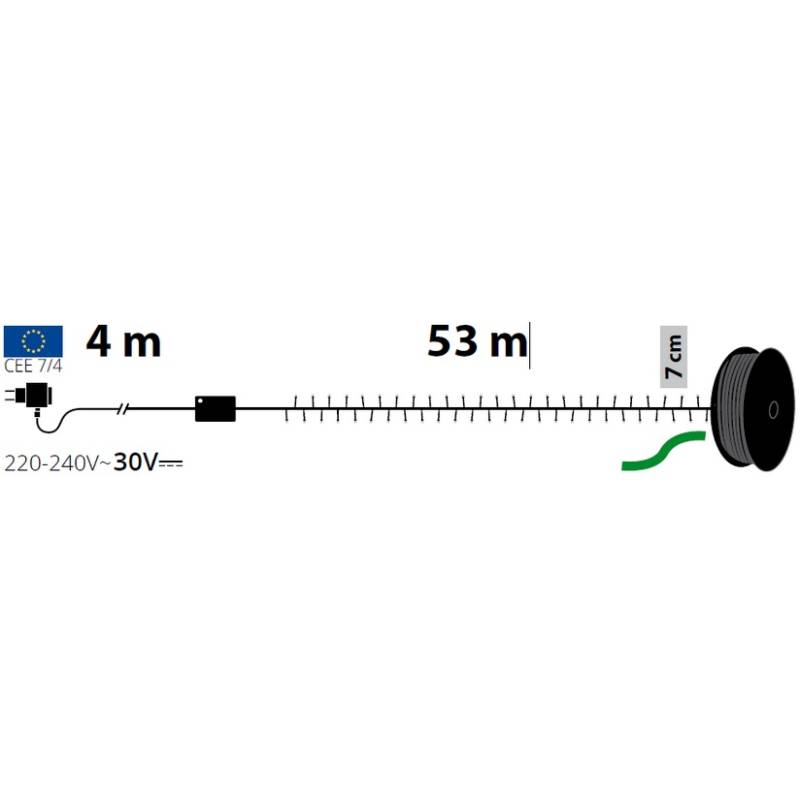 Guirlande lumineuse animée 53M 750 miniLED ambré câble vert 30V