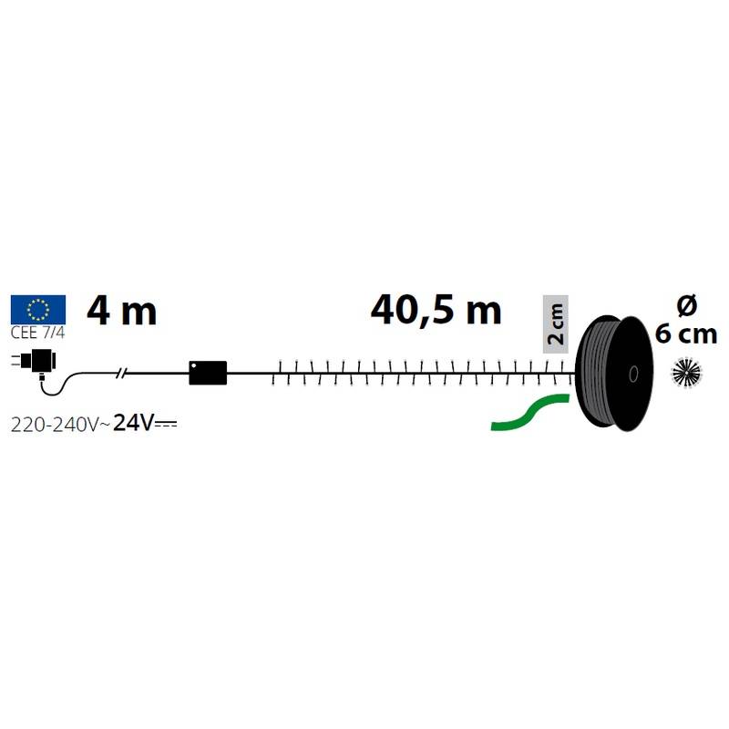 Guirlande Boa 6cm 40M 2000 LED ambré 8 effets lumineux IP44