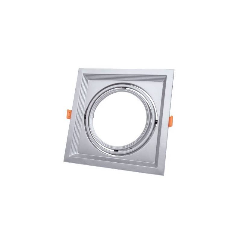 Support Spot AR111 carré gris orientable 180X180mm encastrable plafond