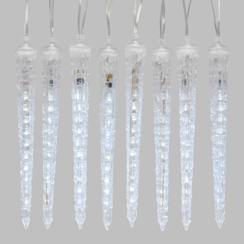 Guirlande lumineuse 8 glaçons effet pluie LED blanc froid prolongeable