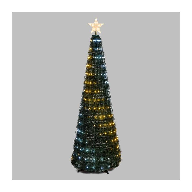 Sapin lumineux conique animé H180cm 304 PixelLED blanc chaud et froid haute luminosité avec télécommande