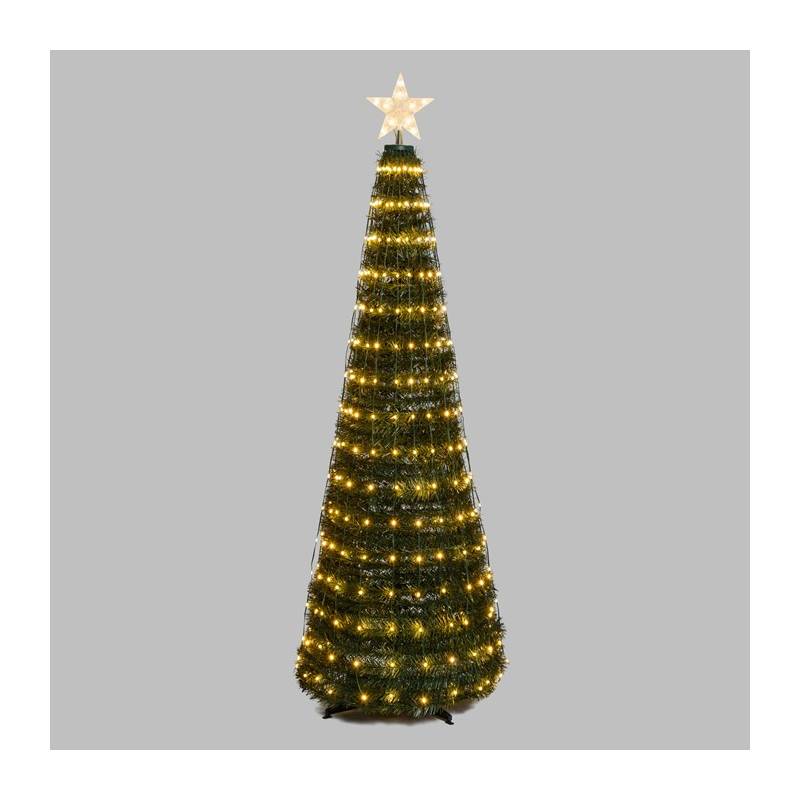 Sapin lumineux conique animé H180cm 304 PixelLED blanc chaud et froid haute luminosité avec télécommande