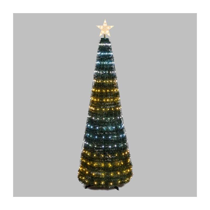 Sapin lumineux conique animé H180cm 304 PixelLED blanc chaud et froid haute luminosité avec télécommande