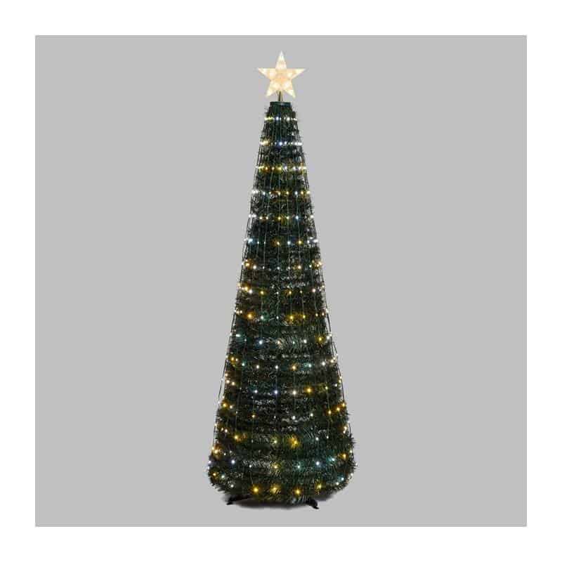 Sapin lumineux conique animé H180cm 304 PixelLED blanc chaud et froid haute luminosité avec télécommande