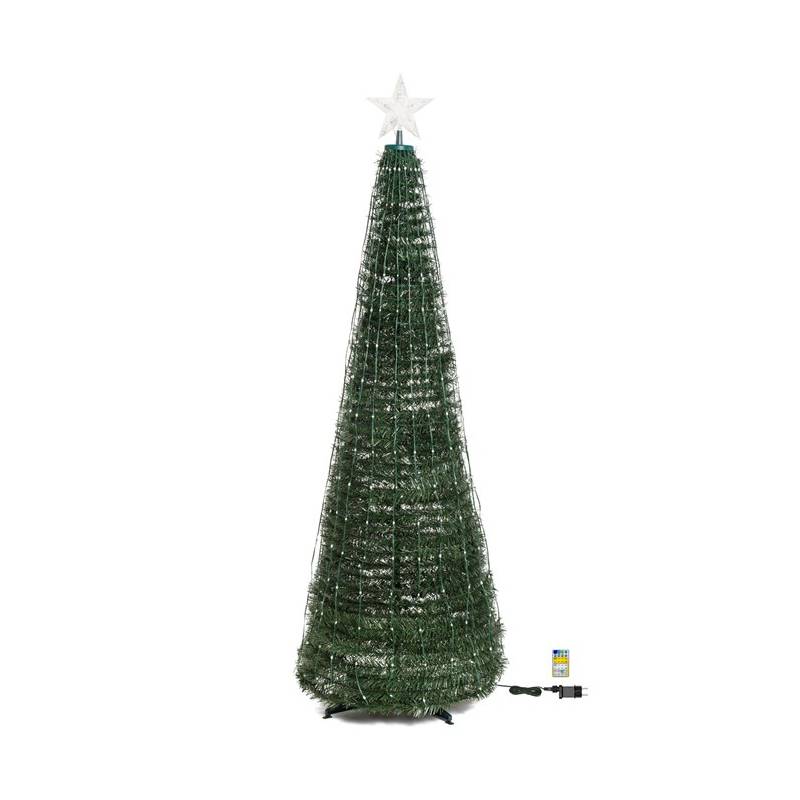 Sapin lumineux conique animé H180cm 304 PixelLED blanc chaud et froid haute luminosité avec télécommande