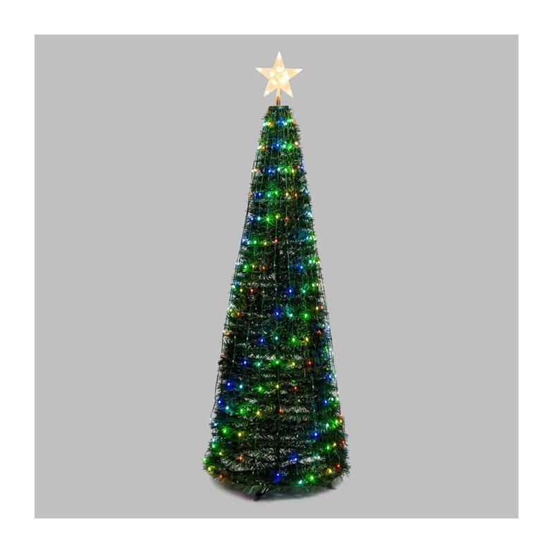 Sapin lumineux conique animé H210cm 380 PixelLED RGB haute luminosité avec télécommande