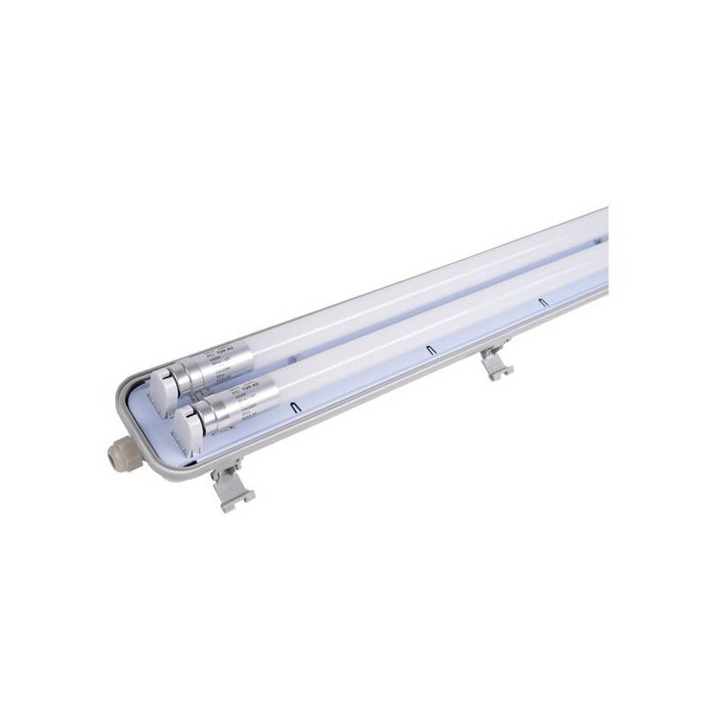 Réglette double néon LED pour tube T8 120CM 36W blanc froid 6000 kelvin IP65 étanche plastique