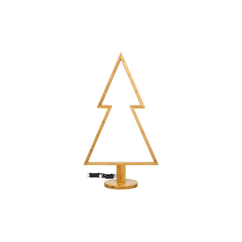 Sapin de Noël néon et bois Naturel Clair H90cm LED blanc chaud