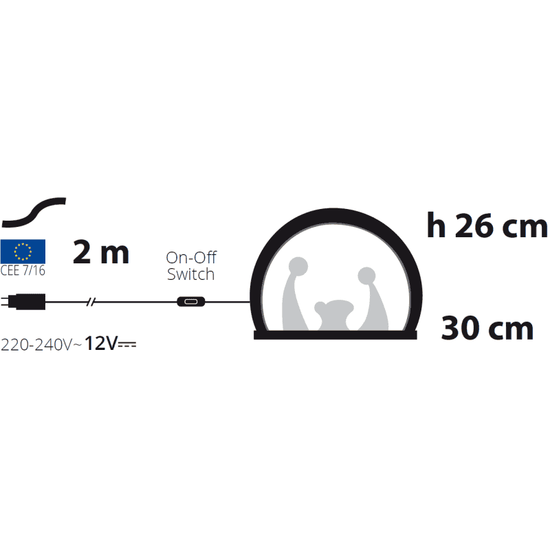 Crèche lumineuse en bois néon LED blanc chaud 26cm intérieur