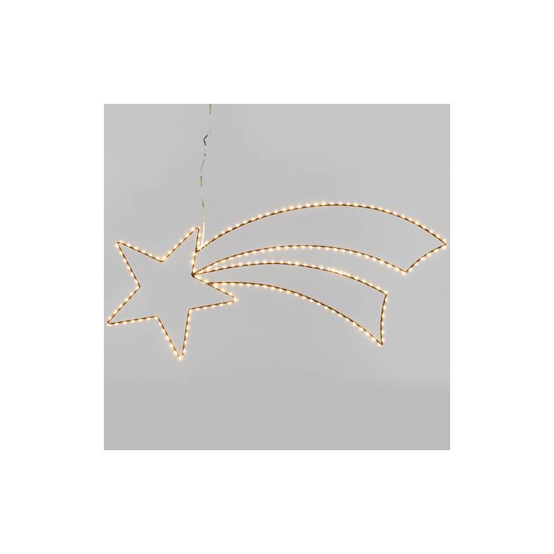 Étoile filante lumineuse 2D 75cm 188 Led Blanc Chaud fil cuivré