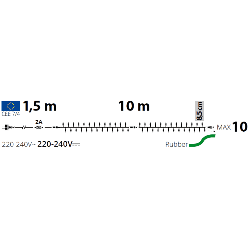 Guirlande stroboscopique 10M 120 LED RGB flash connectable 230V IP67