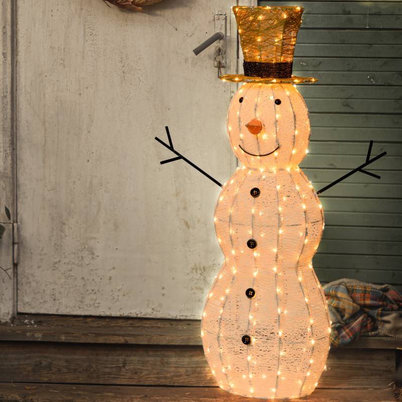 Bonhomme de neige lumineux 3D H120cm 260 LED ambré fixe Timer extérieur Smart Connect 31V professionnel