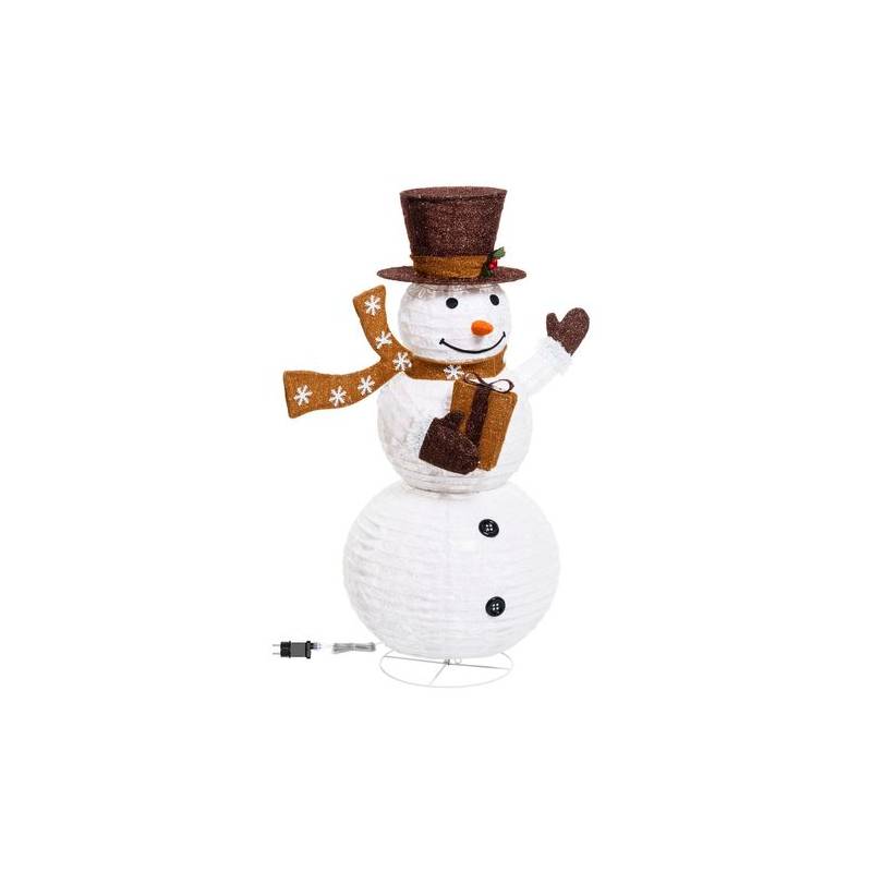 Bonhomme de Neige repliable H125cm Led blanc froid Scintillant extérieur Professionnel