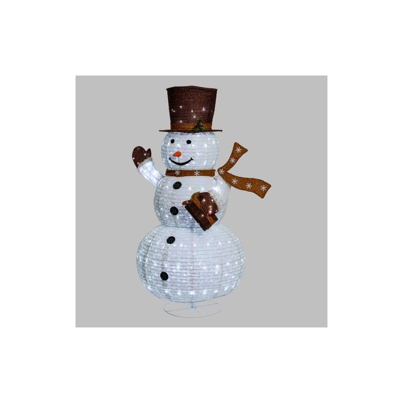 Bonhomme de Neige lumineux repliable en tissu H185cm LED blanc froid Effet scintillant extérieur