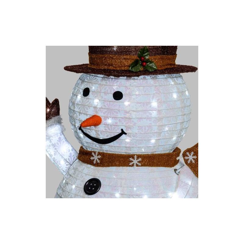 Bonhomme de Neige lumineux repliable en tissu H185cm LED blanc froid Effet scintillant extérieur