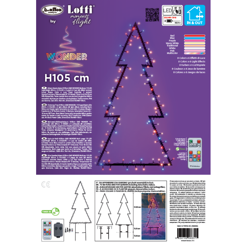 Sapin lumineux à planter H105cm Led RGB 48 effets Wonder Lotti