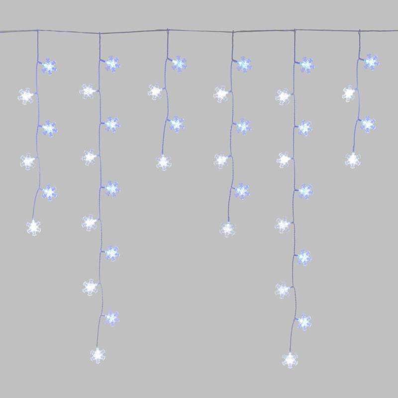 Guirlande stalactites flocons 136 LED blanc froid et bleu 8 modes