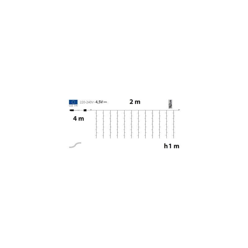 Rideau lumineux effet chute de neige 120 LED blanc froid 2m H1m