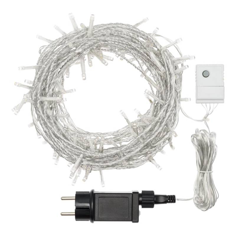 Rideau lumineux effet chute de neige 120 LED blanc chaud 2m x 1m