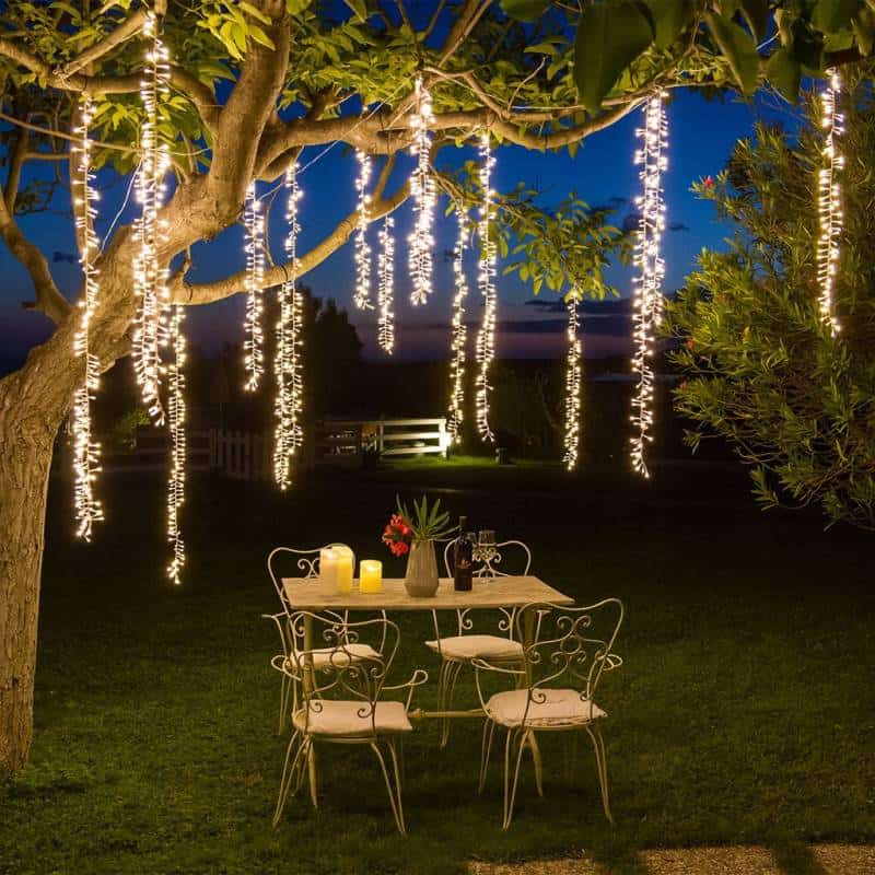 Guirlande suspendue 3 grappes lumineuses LED blanc chaud prolongeable