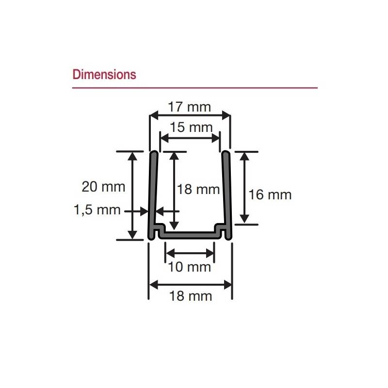 Profile Aluminium 50mm + 2 vis pour bandeau LED 27x15 mm