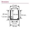 Profile Aluminium 50mm + 2 vis pour bandeau LED 27x15 mm