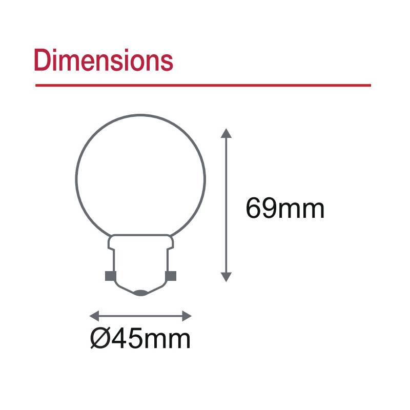 Ampoule B22 plastique 1W LED Blanc chaud 3000K G45 pour guinguette