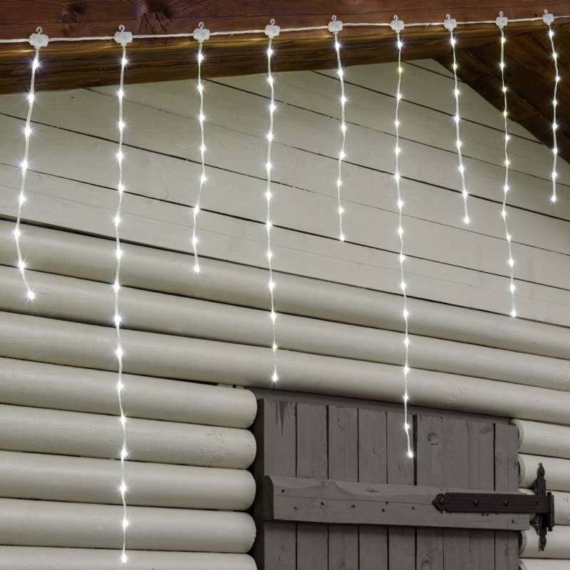 Guirlande stalactites chute de neige 3m H80cm LED gouttes blanc froid