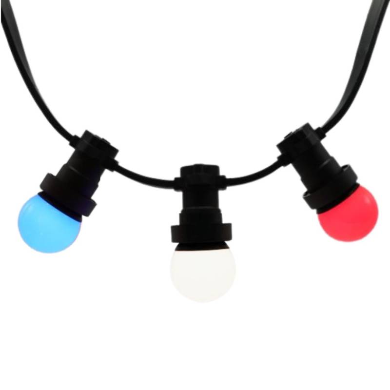 Guirlande guinguette tricolore bleu blanc rouge 10M LED plastique IP65