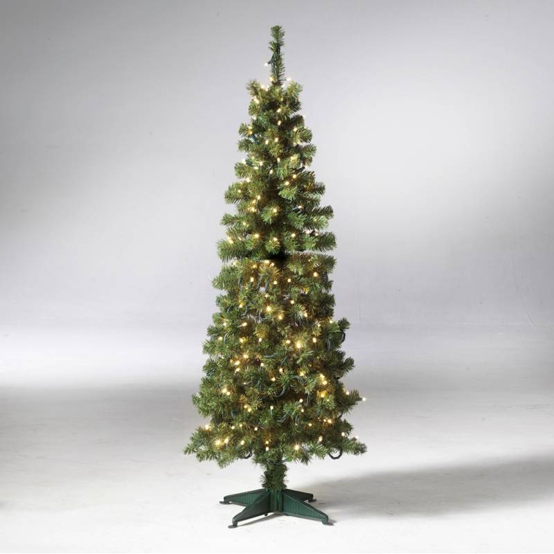 Sapin artificiel lumineux 150cm vert LED blanc chaud étroit