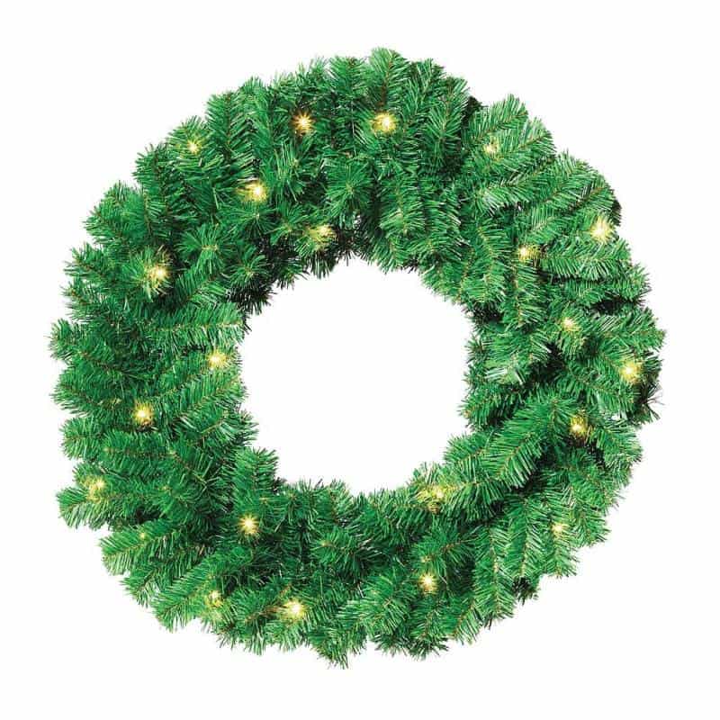 Couronne de Noël lumineuse 60CM 40 LED blanc chaud 24V vert IP44 extérieur