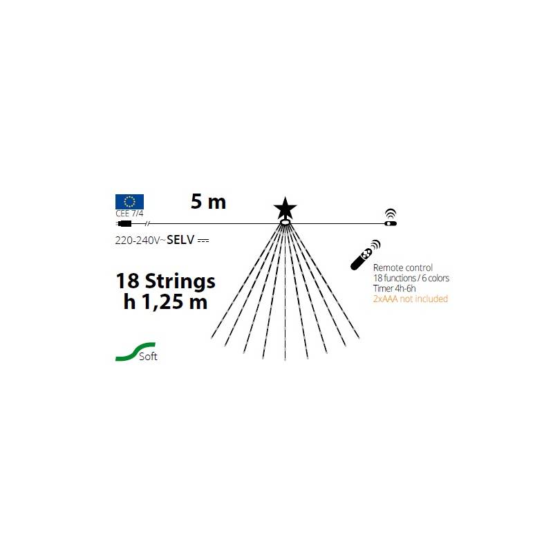 Guirlande lumineuse sapin de noël 1,25M cimier LED RGB multicolore