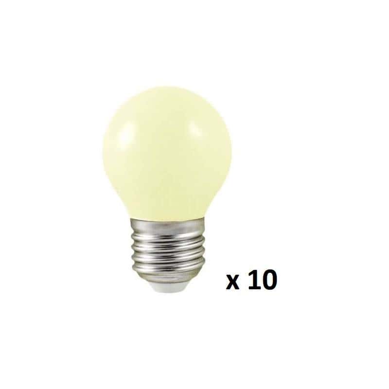 Lot de 10 Ampoules Guinguette E27 LED blanc chaud 2W G45 plastique professionnelle