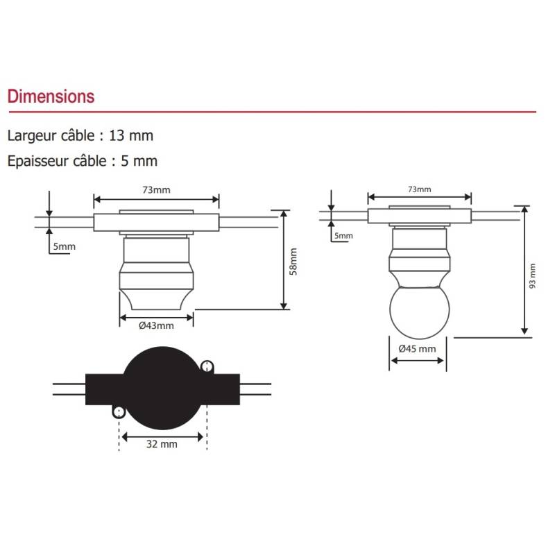 Guirlande Guinguette B22 Prolongeable 10M 10 ampoules Multicolore Pro