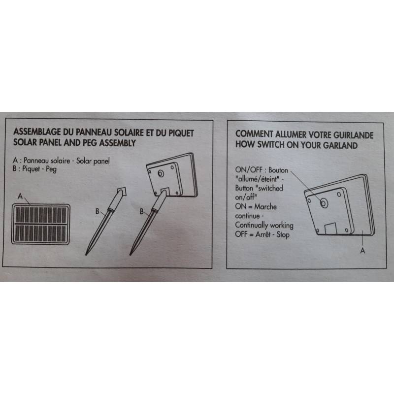 Guirlande guinguette solaire puissante 5 mètres 10 globes prolongeable