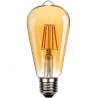 Lot de 10 Ampoules vintage LED filament 4W 2200 kelvin blanc très chaud verre ambrée E27 ST64