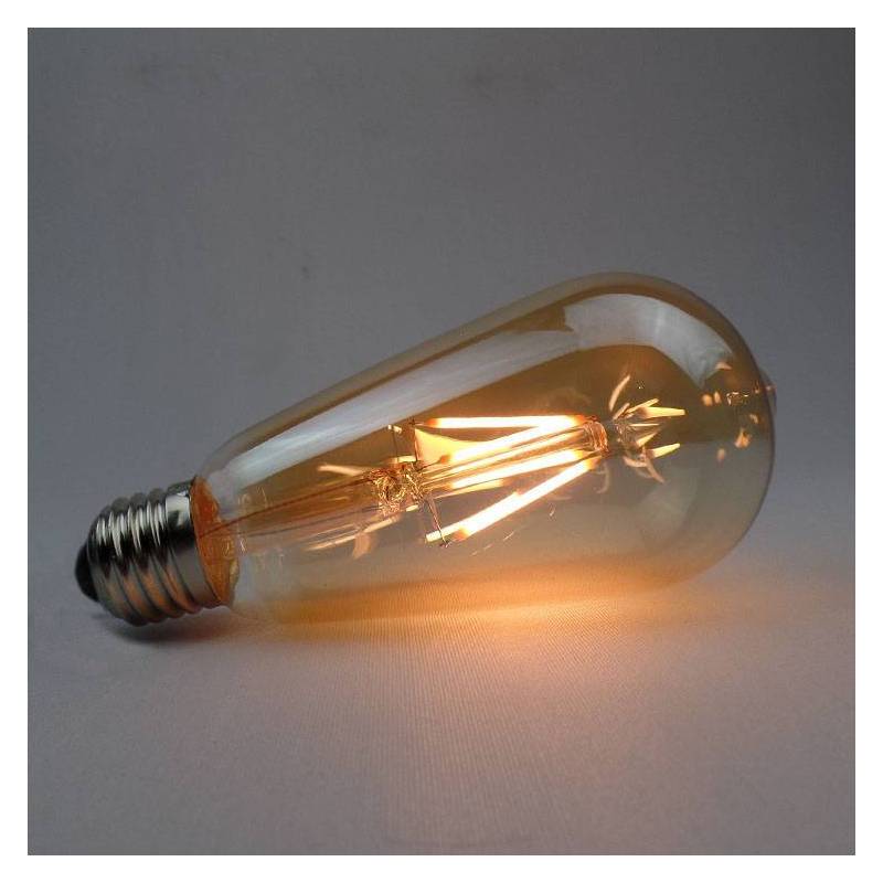 Lot de 10 Ampoules vintage LED filament 4W 2200 kelvin blanc très chaud verre ambrée E27 ST64