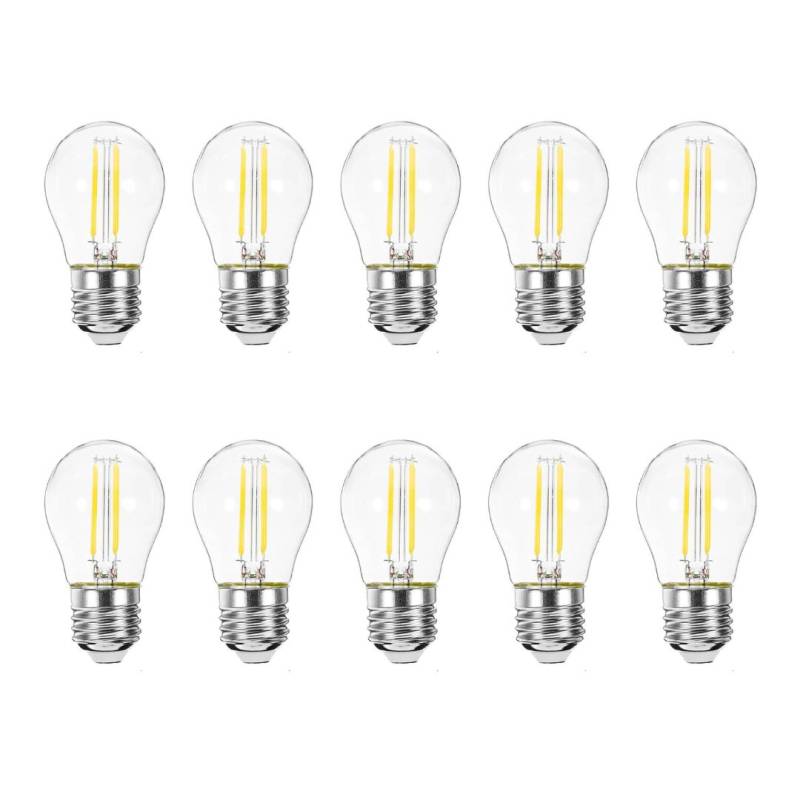 Lot de 10 Ampoule filament 2W E27 G45 LED blanc chaud 2200 kelvin pour guirlande guinguette