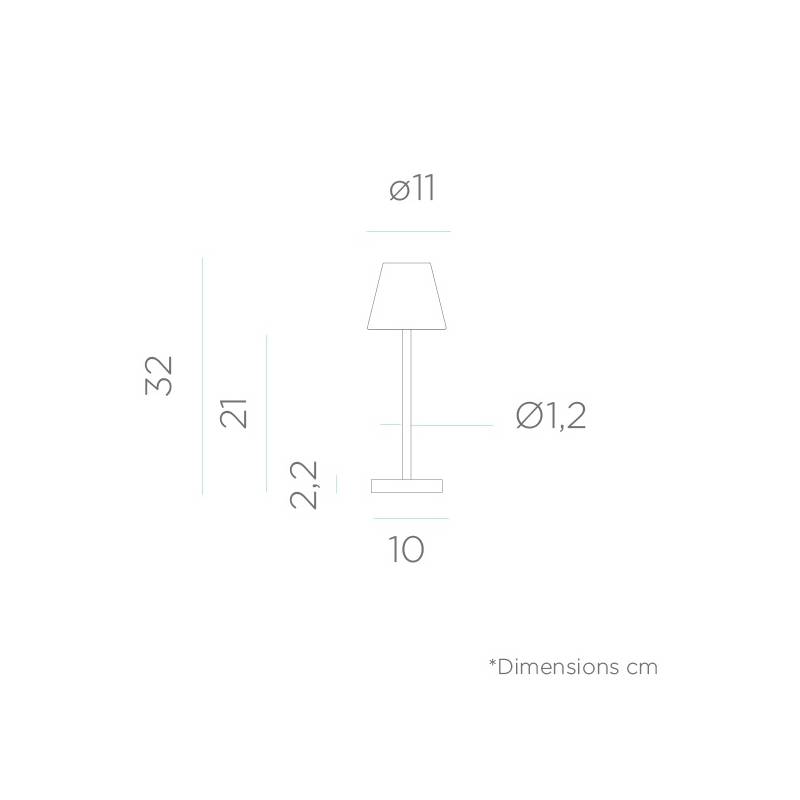 Lampe à poser extérieur LOLA SLIM 30 Laiton rechargeable LED 4000K