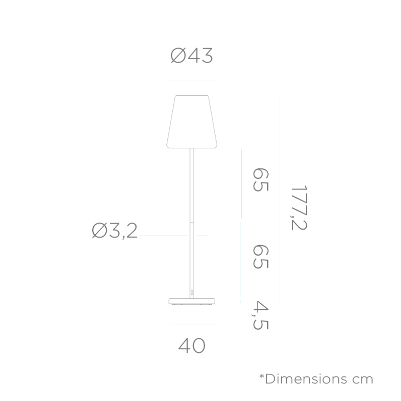 Lampadaire solaire ou rechargeable LOLA SLIM 180 Laiton LED RGBW IP65