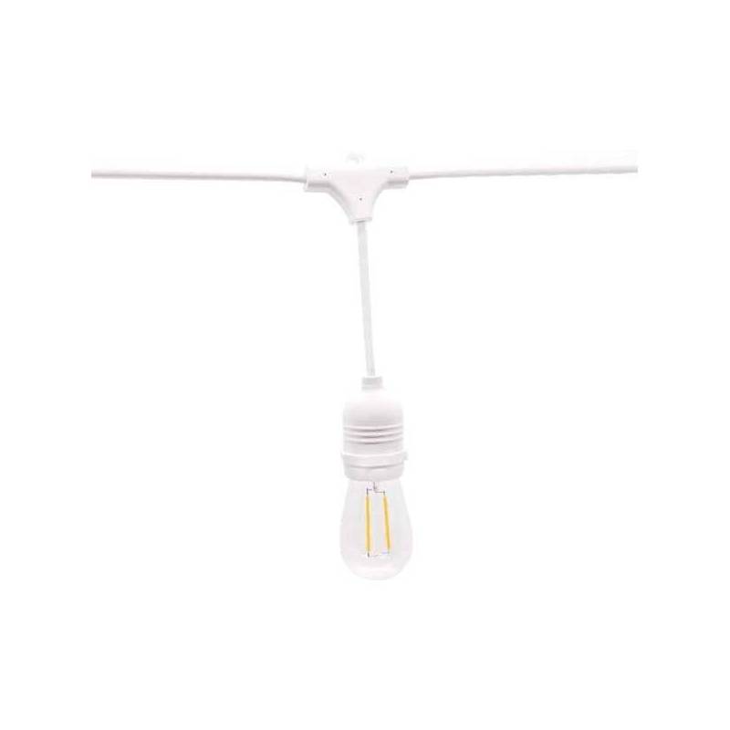 Guirlande guinguette suspendue 13M blanche IP44 15 culots E27 