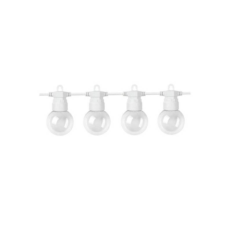 guirlande lumineuse guinguette extérieur LED blanche 10m 20 ampoules blanc chaud IP65 