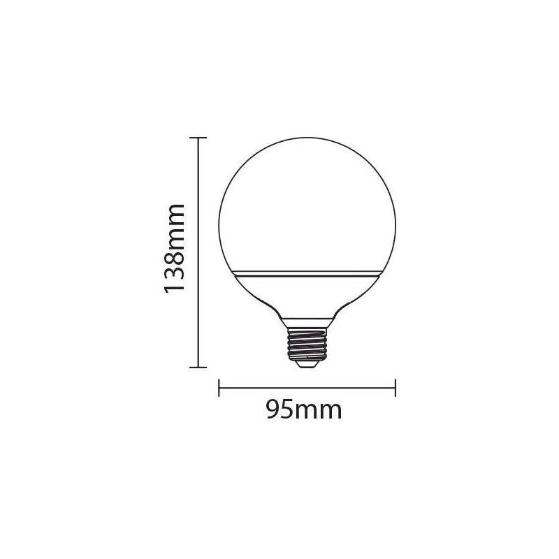 Ampoule LED E27 Globe G95 mm 12W 2700k blanc chaud professionnelle 