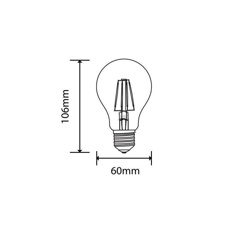 Ampoule filament dimmable 4W E27 LED blanc chaud 2700K A60 